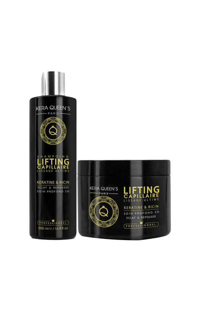 Shampoing & masque lifting éclat & repousse - Kératine & ricin - Tous types de cheveux - 2 x 500 ml