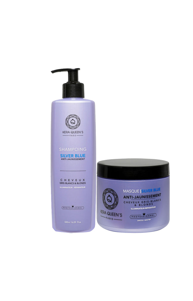 Shampoing & masque anti-jaunissement - Silver blue - Cheveux gris, blancs & blonds - 2 x 500 ml