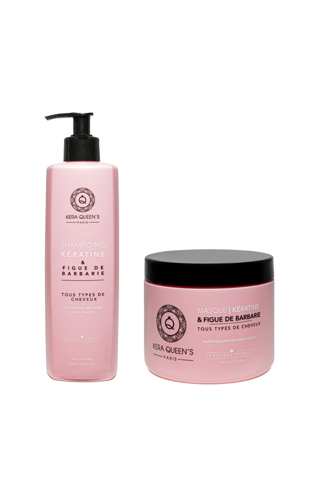 Shampoing & masque nourrissants anti-chute - Kératine & figue de barbarie - 2 x 500 ml