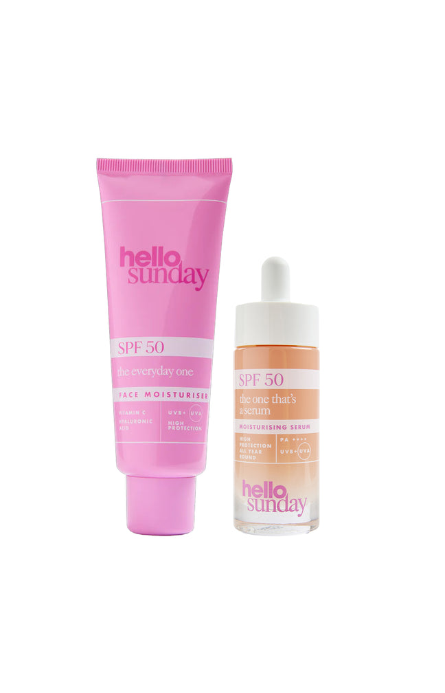 Crème solaire & sérum hydratant SPF 50 - Acide hyaluronique & vitamine C - Visage