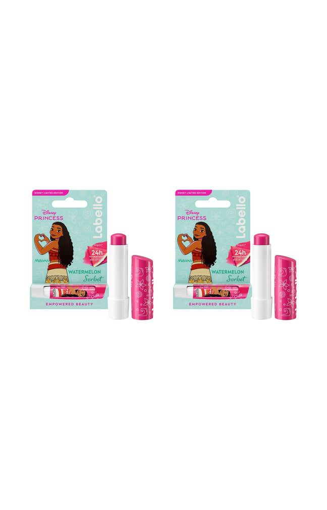 2 baumes à lèvres - Labello - Disney Princesse - Pastèque - Vaiana - 4,8 g