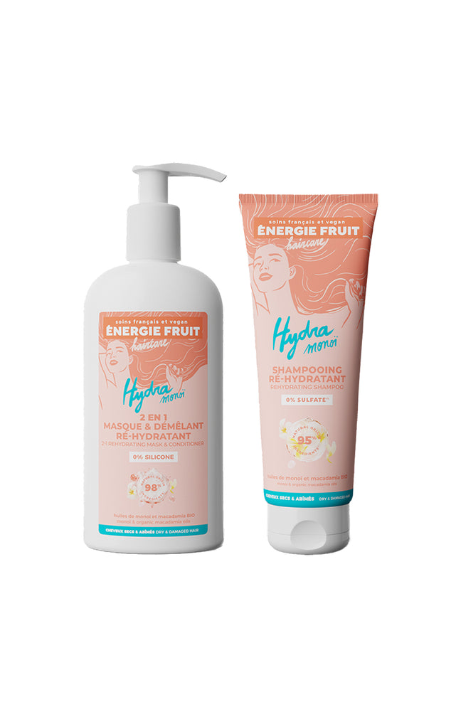 Shampoing & masque 2-en-1 - Monoï & huile de macadamia bio - Cheveux abîmés
