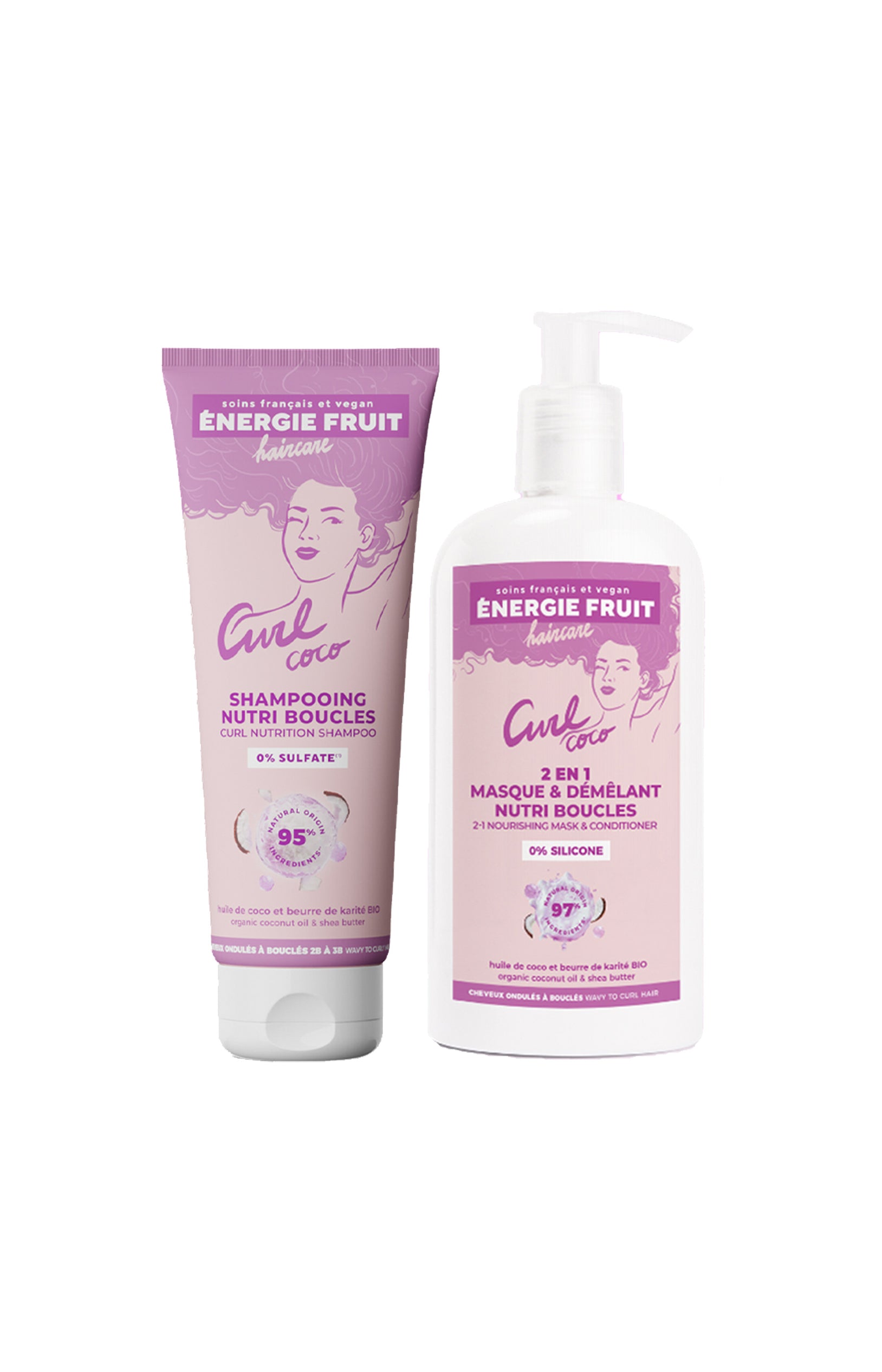 Shampoing & masque 2-en-1 - Coco & beurre de karité bio - Cheveux bouclés