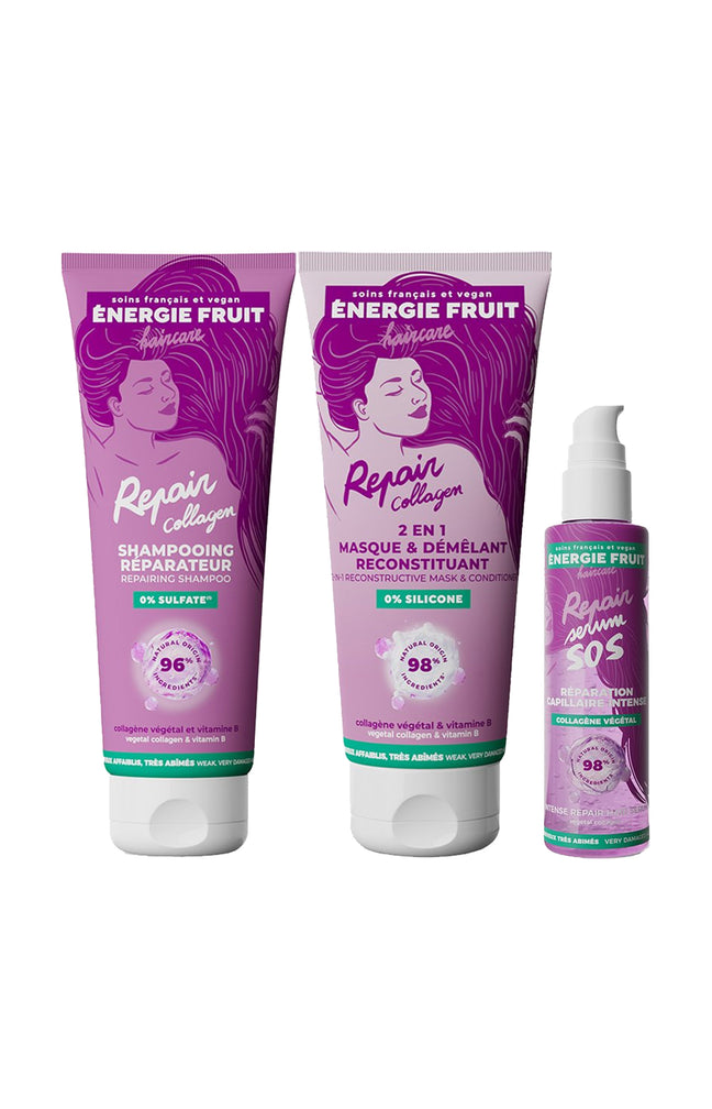 Routine réparateur - Collagène & vitamine B - Cheveux très abîmés - 3 produits