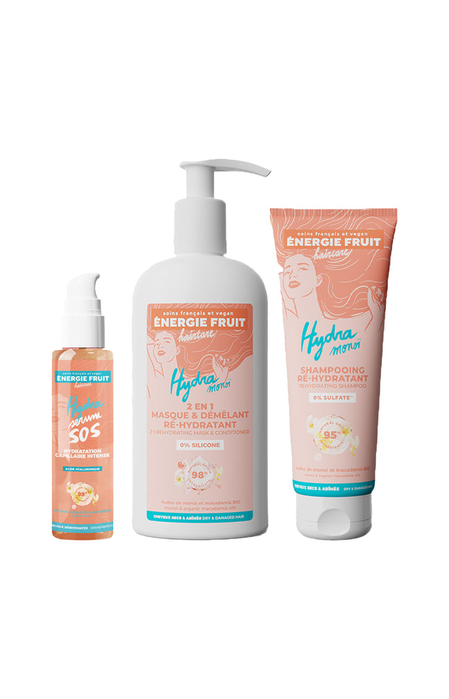 Routine cheveux abîmés - Monoï & acide hyaluronique - 3 produits