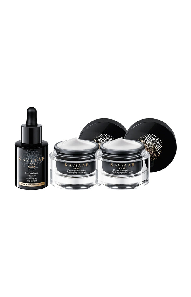 Routine jour & nuit anti-âge - Acide hyaluronique & caviar - 3 produits