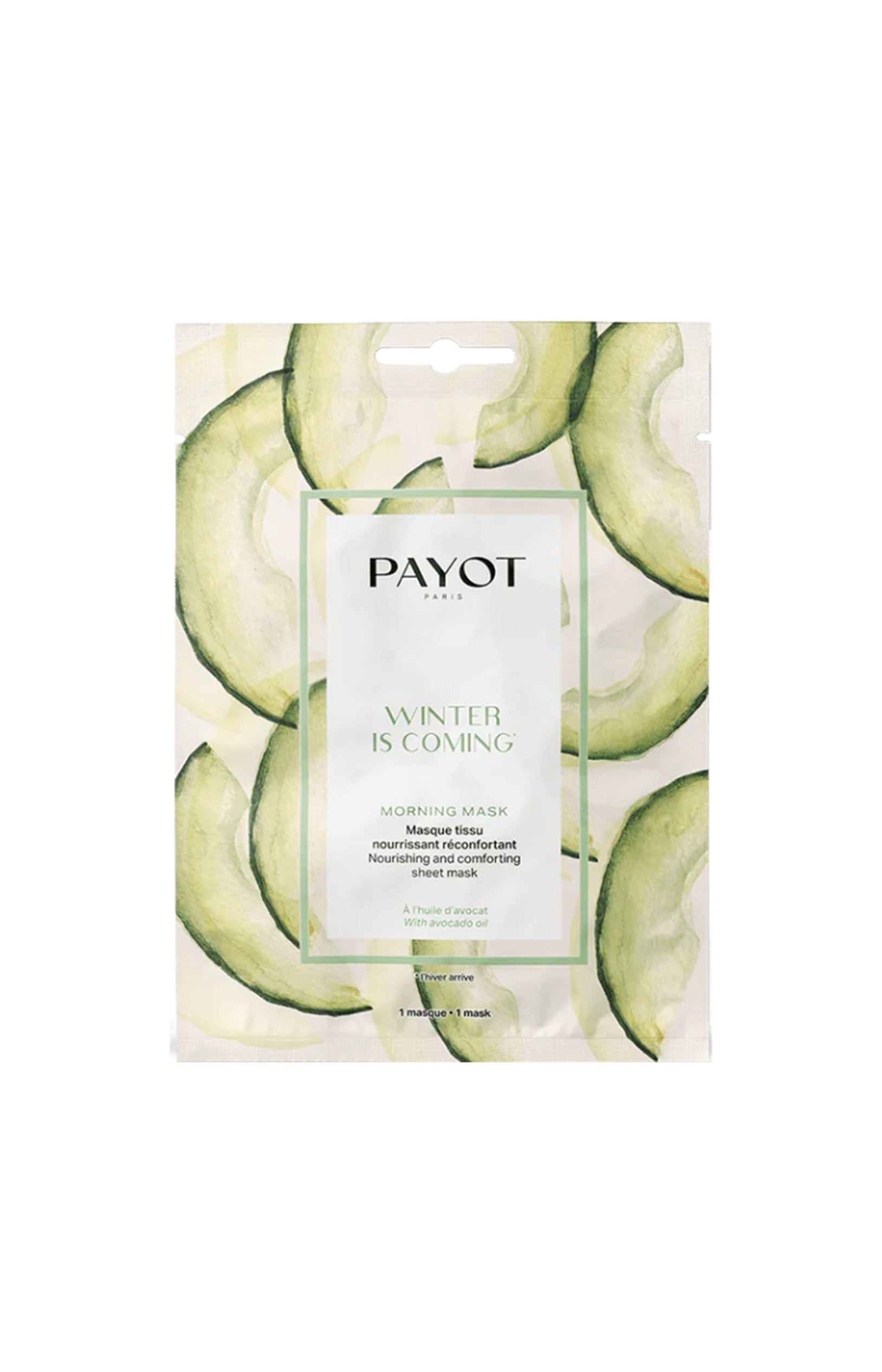 Masque en tissu hydratant - Huile d'avocat & macadamia - Peaux sèches - Visage - 1 unité