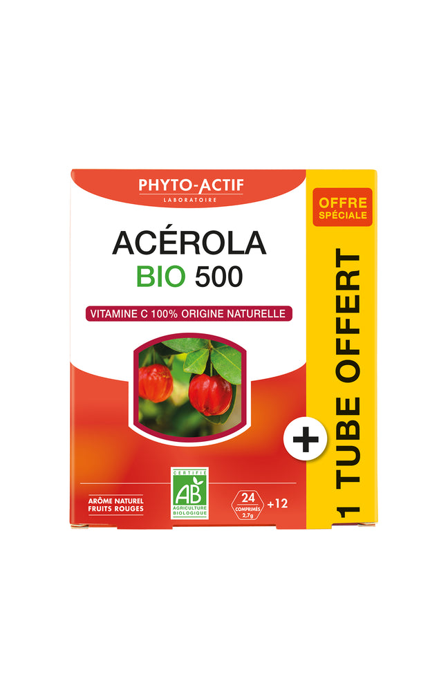 Compléments alimentaires bio + 1 tube offert - Acérola bio 500 - 1 mois