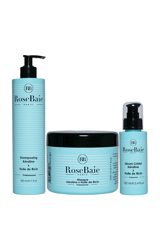 Routine capillaire - Kératine & huile de ricin - 3 produits