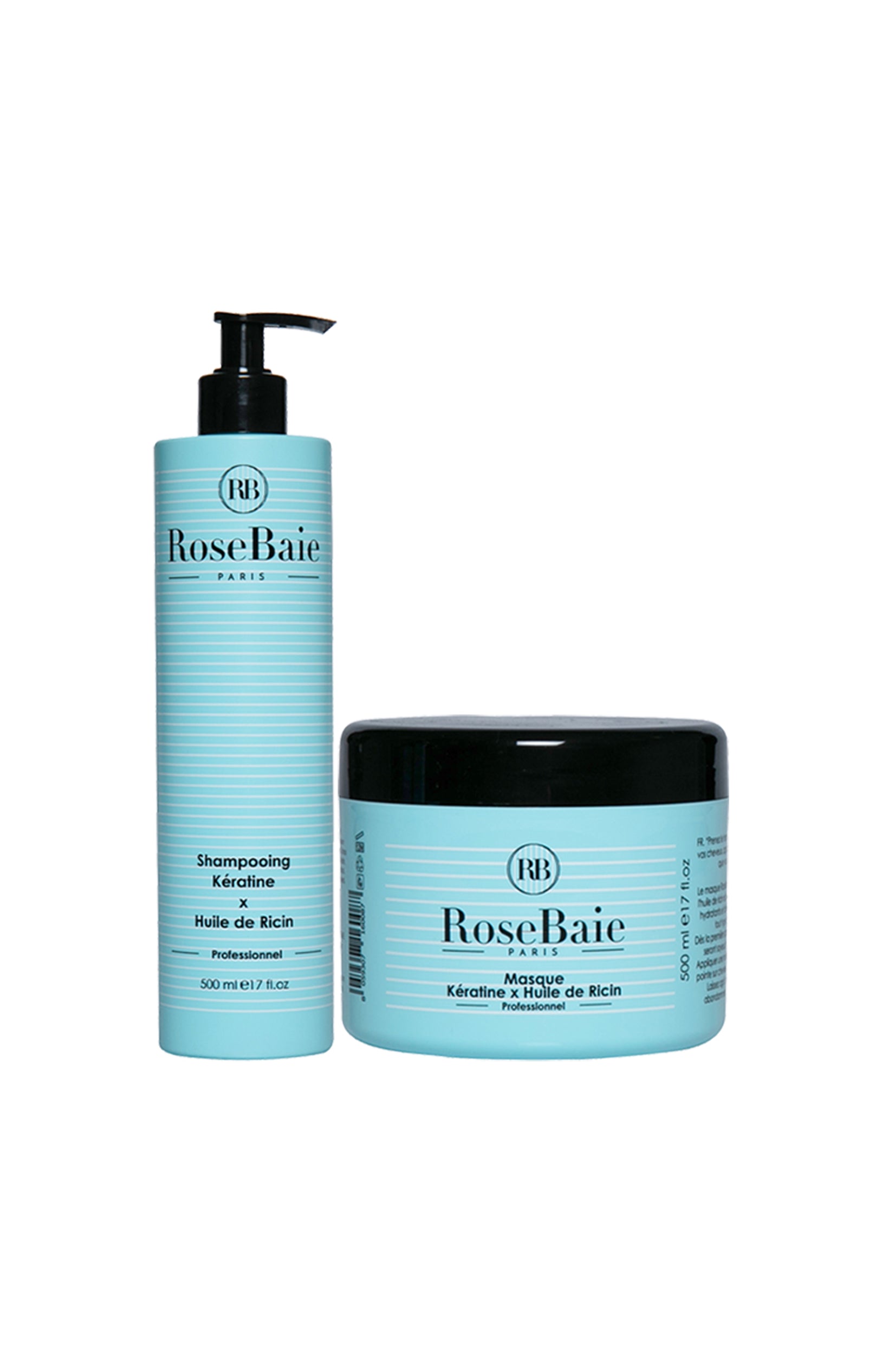 Shampoing & masque - Kératine & huile de ricin - 2 produits