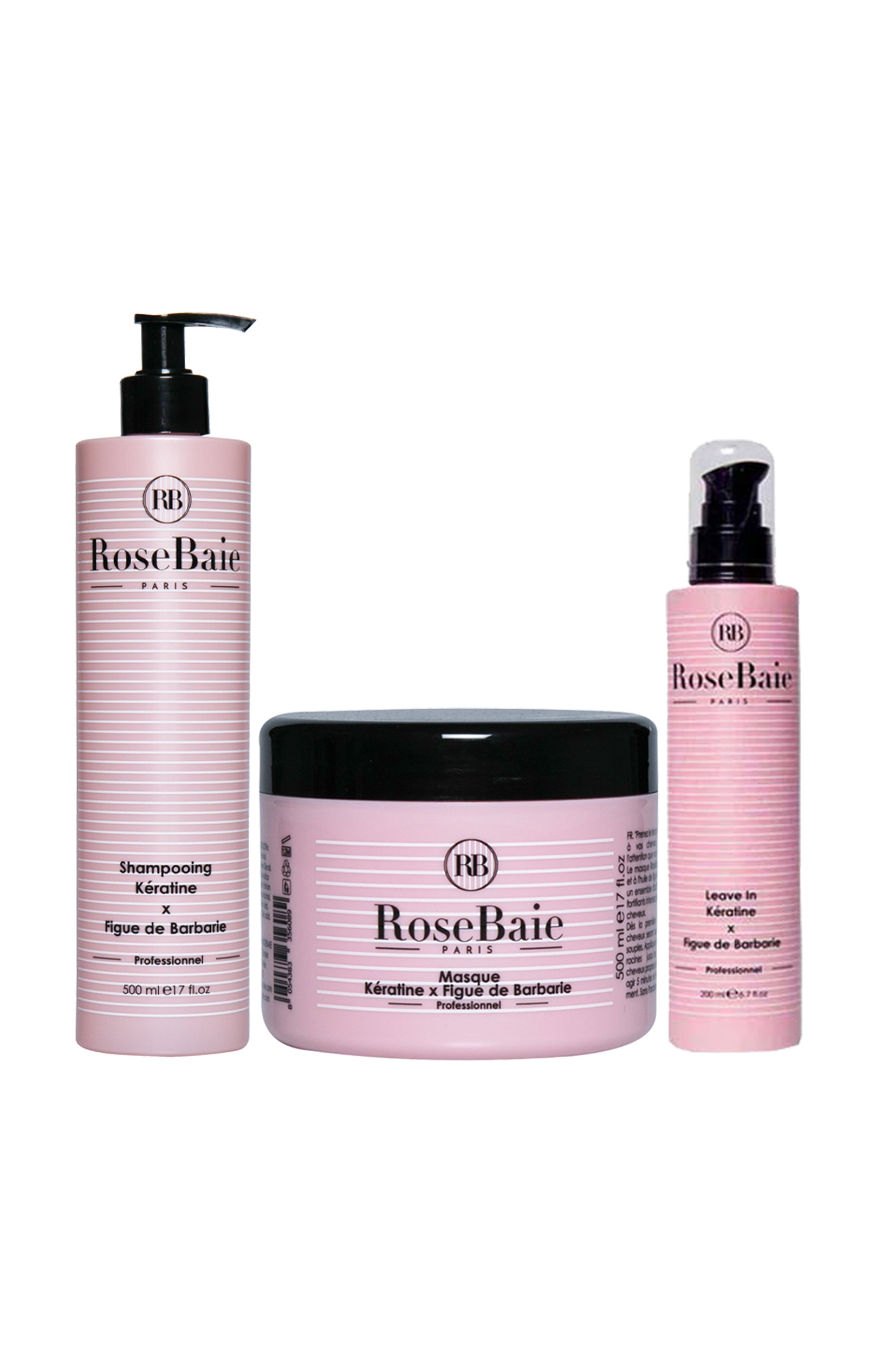 Shampoing, masque & soin - Kératine & figue de barbarie - 3 produits