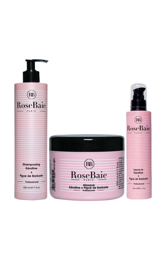 Shampoing, masque & soin - Kératine & figue de barbarie - 3 produits