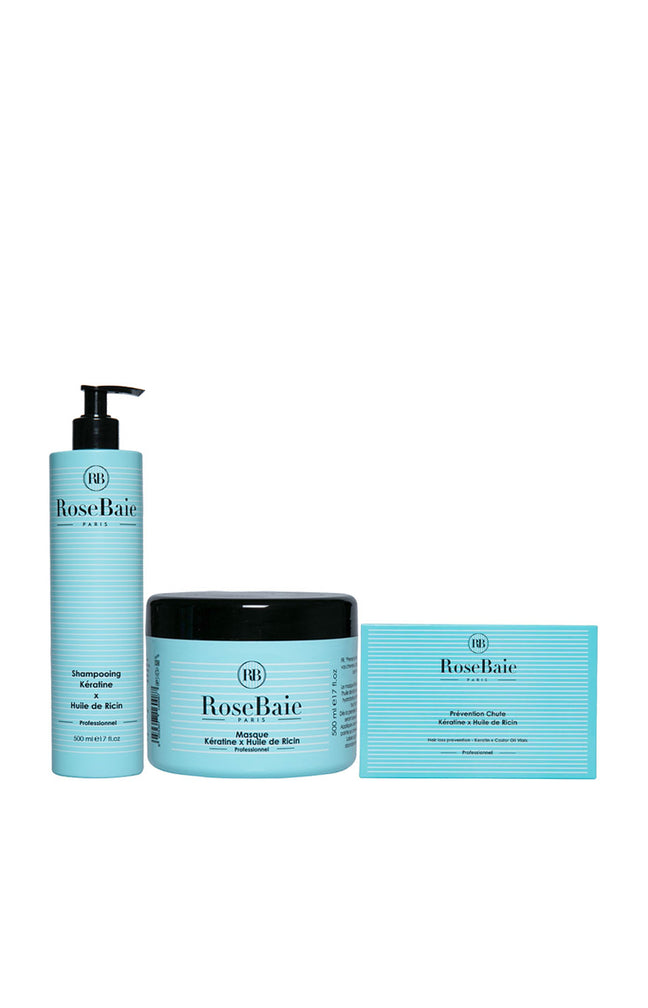 Routine capillaire anti-chute - Kératine & huile de ricin - 3 produits