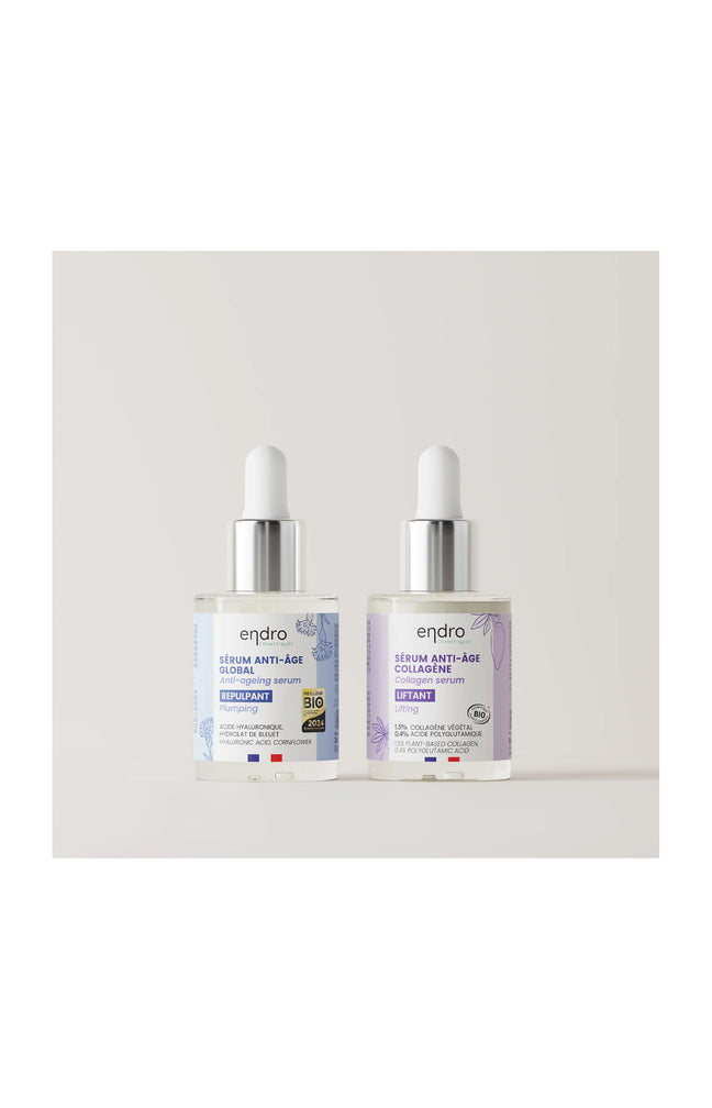 Sérums anti-âge bio - Acide hyaluronique & Collagène - Peaux matures - 2 x 30 ml