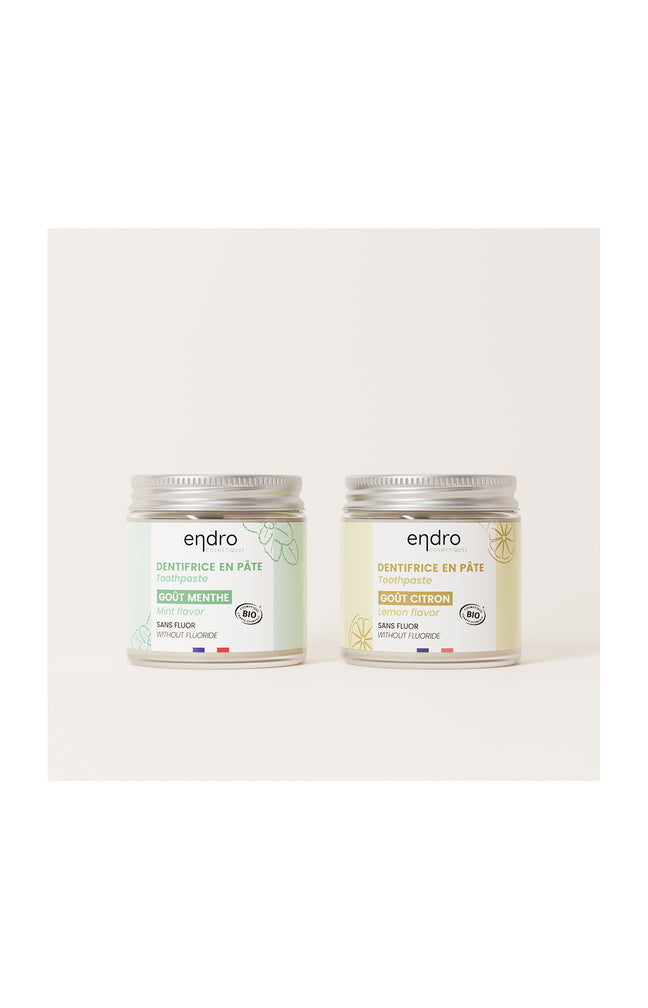 Dentifrices en pâte bio - Menthe & citron - 2 x 100 ml