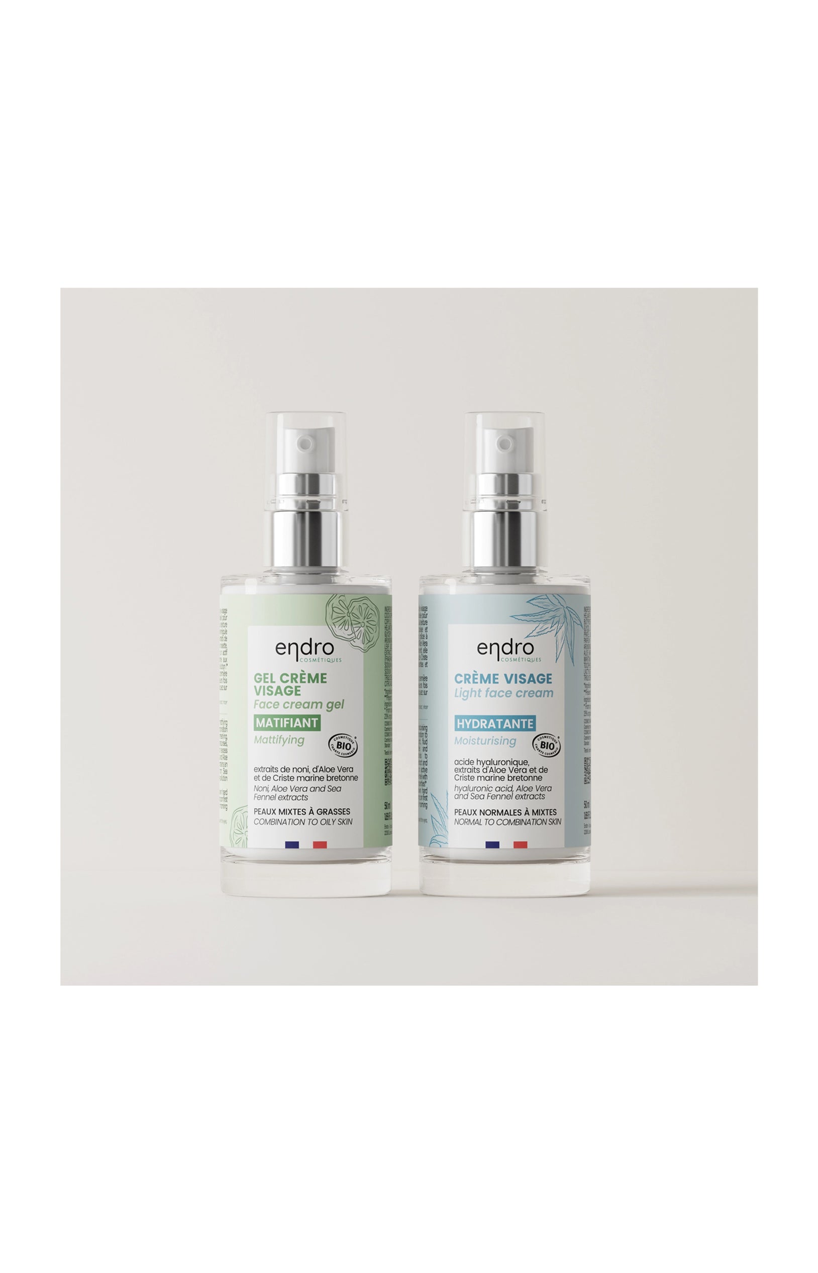 Crèmes hydratante & matifiante bio - Peaux mixtes à grasses - 2 x 50 ml