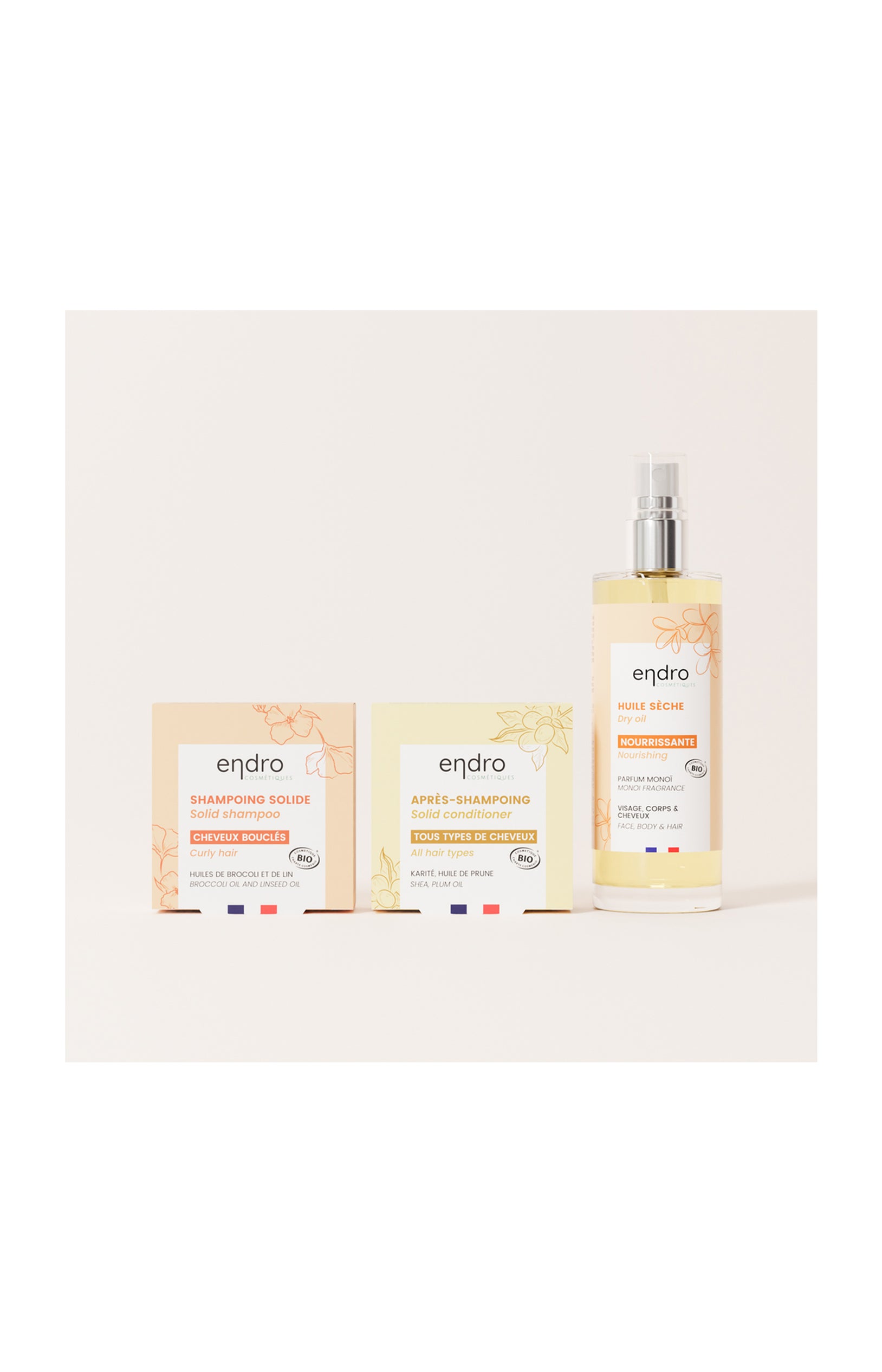 Shampoing, après shampoing & huile sèche - Cheveux bouclés