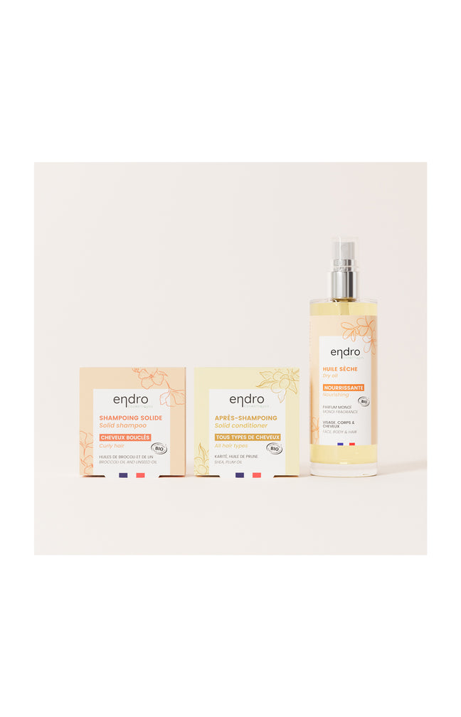 Shampoing, après shampoing & huile sèche - Cheveux bouclés