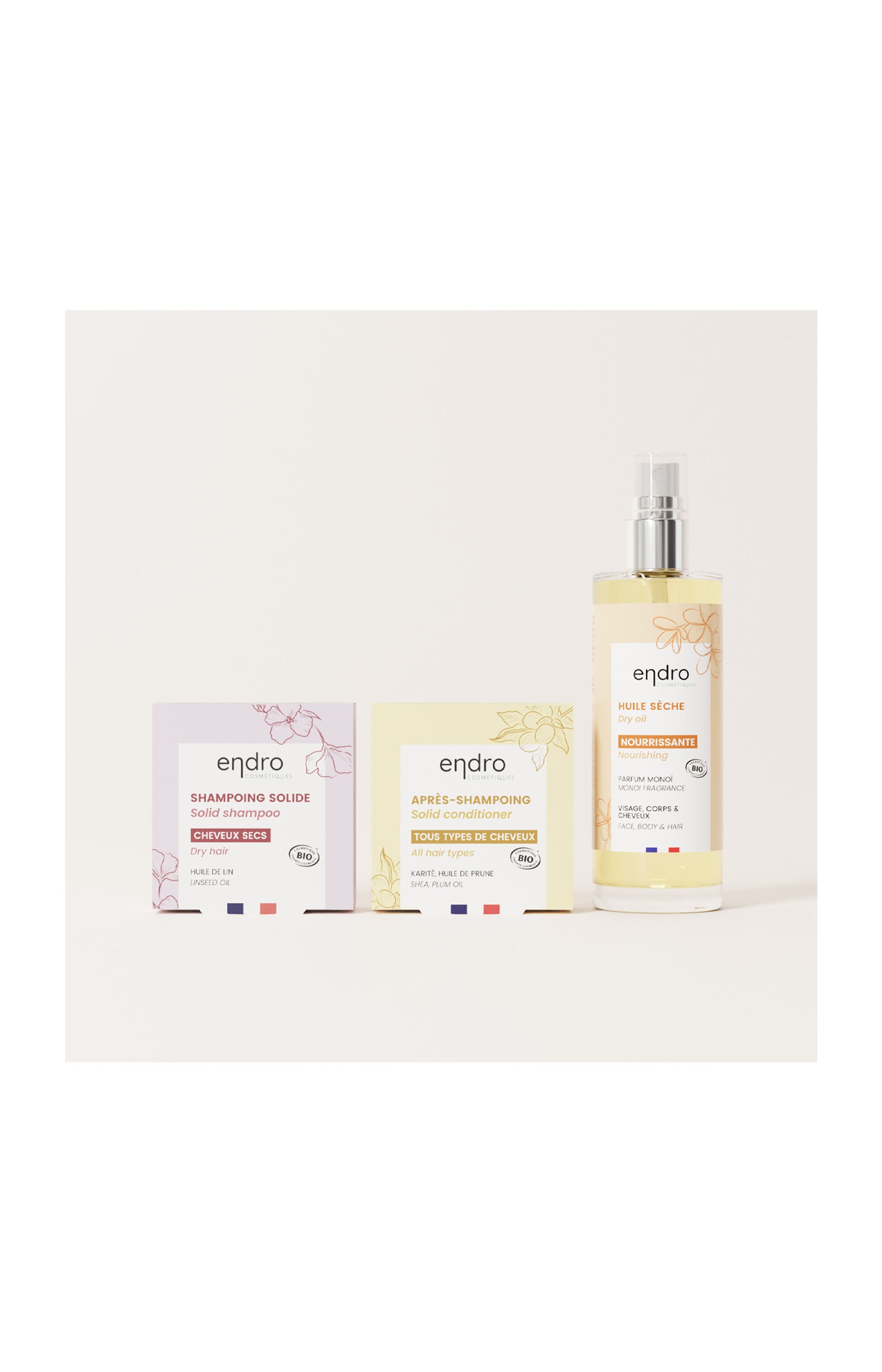 Shampoing, après shampoing & huile sèche - Cheveux secs