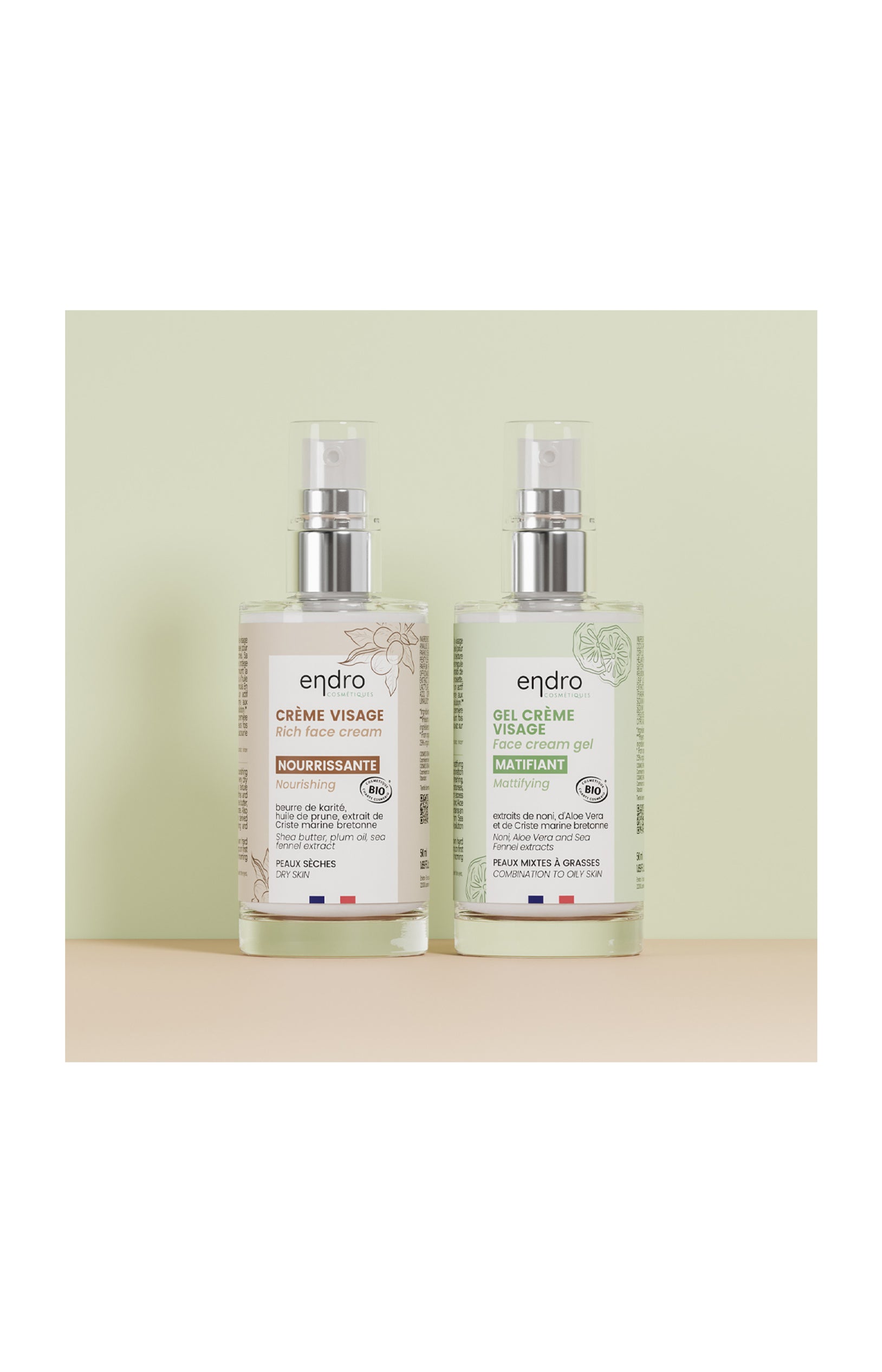 Crèmes nourrisante & matifiante - Peaux sèches & mixtes - 2 x 50 ml