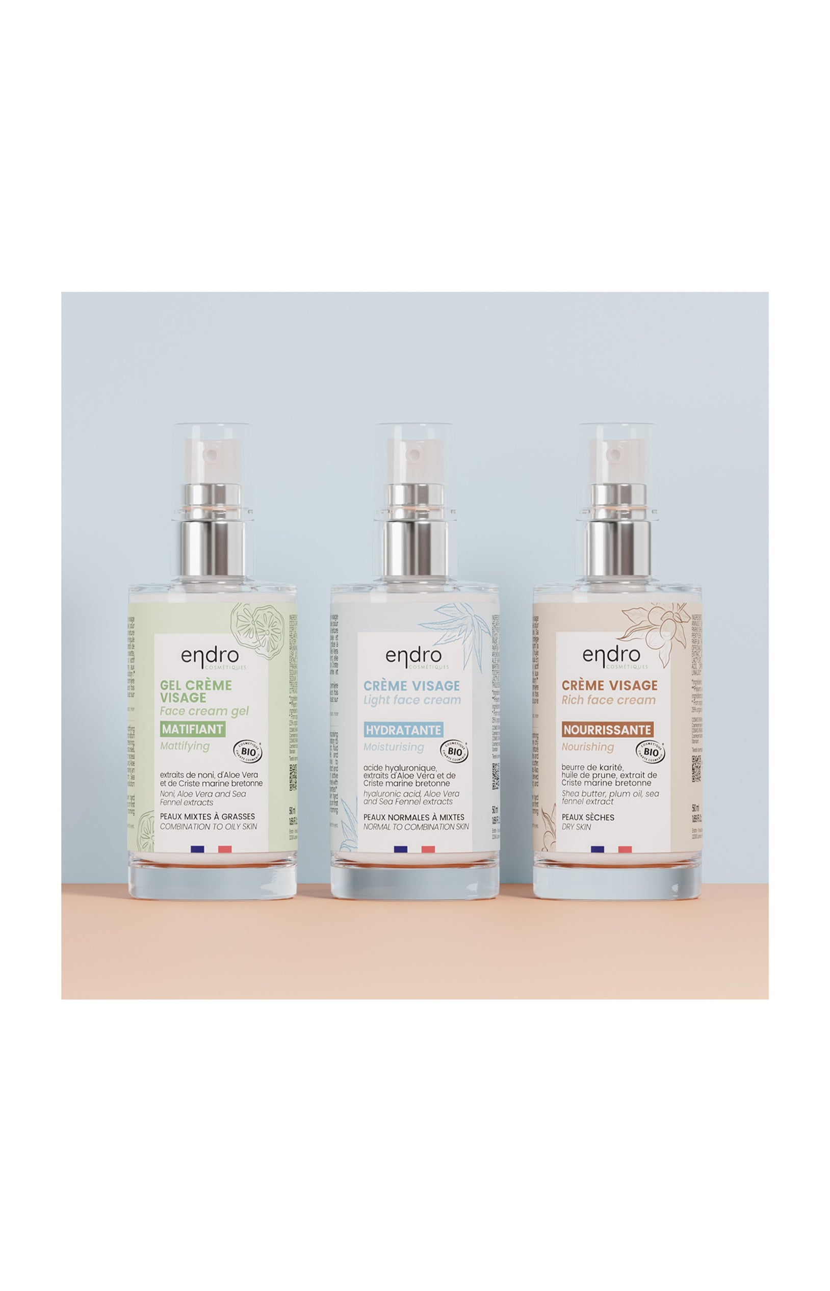 Crèmes nourrissante, hydratante & matifiante - Peaux mixtes & sèches - 3 x 50 ml