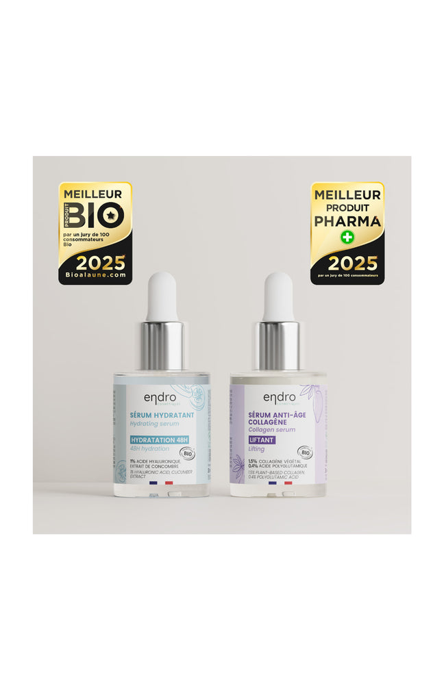 Sérums hydratant & anti-âge - Collagène & acide hyaluronique - Visage - 2 x 30 ml