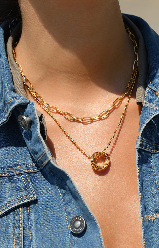 Collier Fiora - Acier inoxydable - Doré