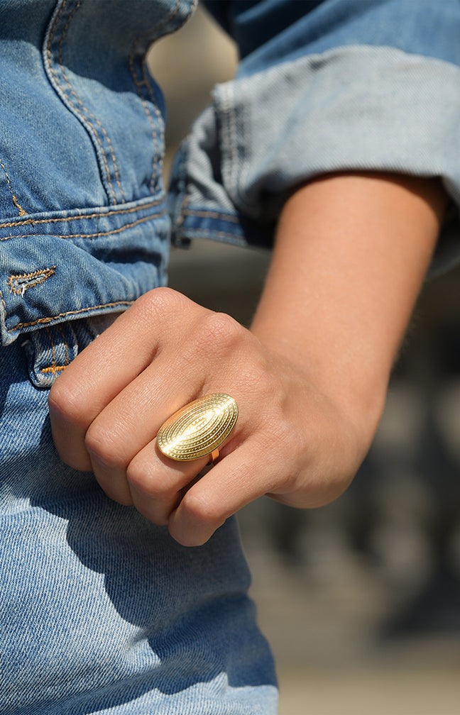 Bague Ajustable Alina - Acier inoxydable - Doré