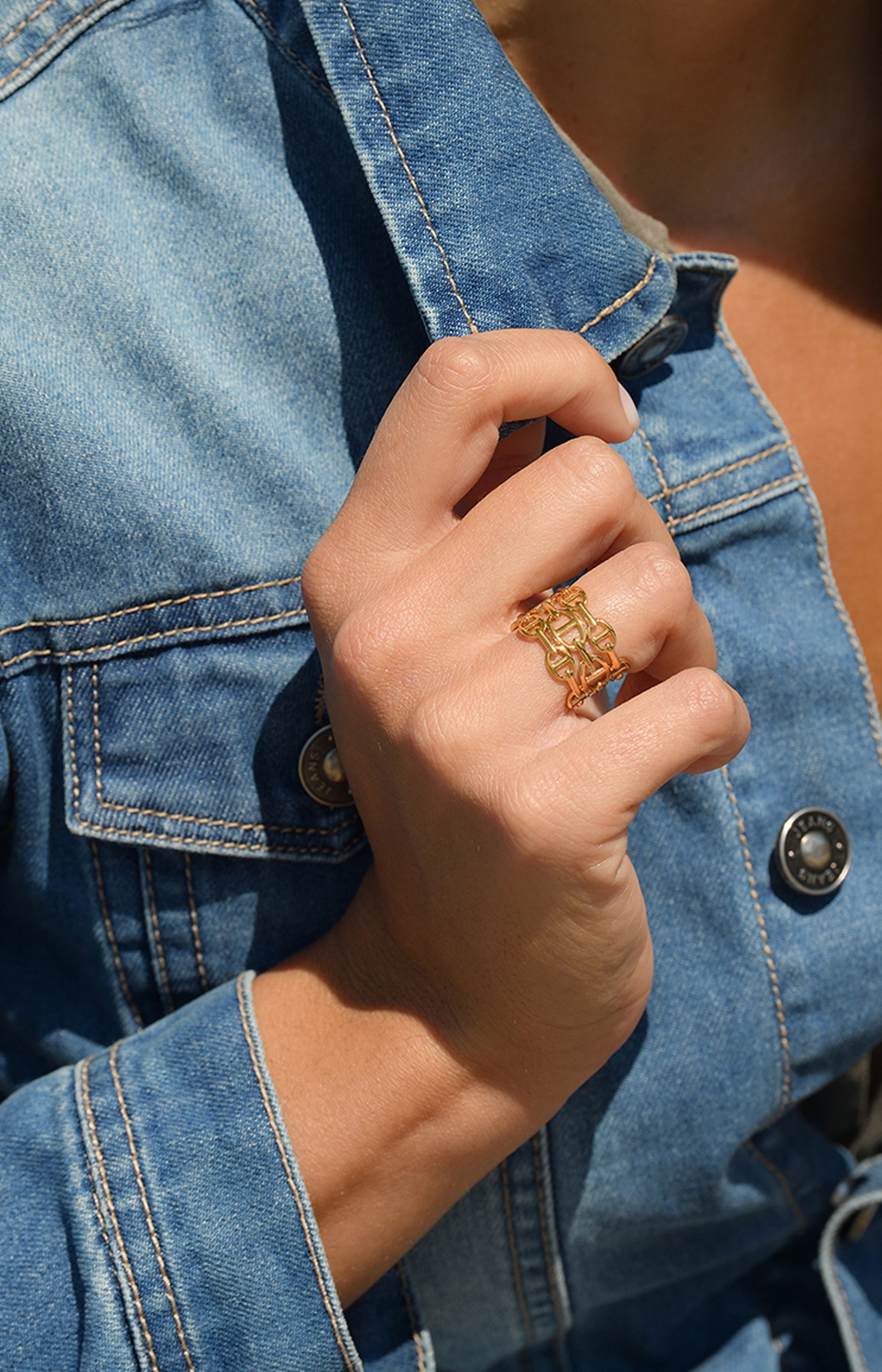 Bague ajustable Diane - Acier inoxydable - Doré