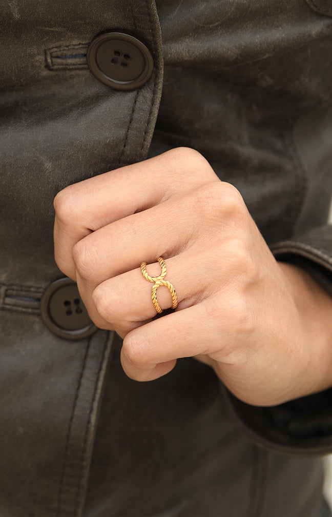Bague Ajustable Genevieve - Acier inoxydable - Doré