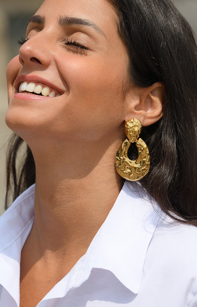 Boucles d'Oreilles Léonie - Acier inoxydable - Doré