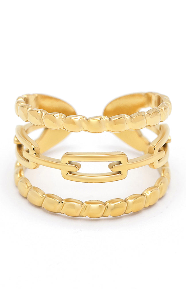 Bague ajustable Valérie - Acier inoxydable - Doré