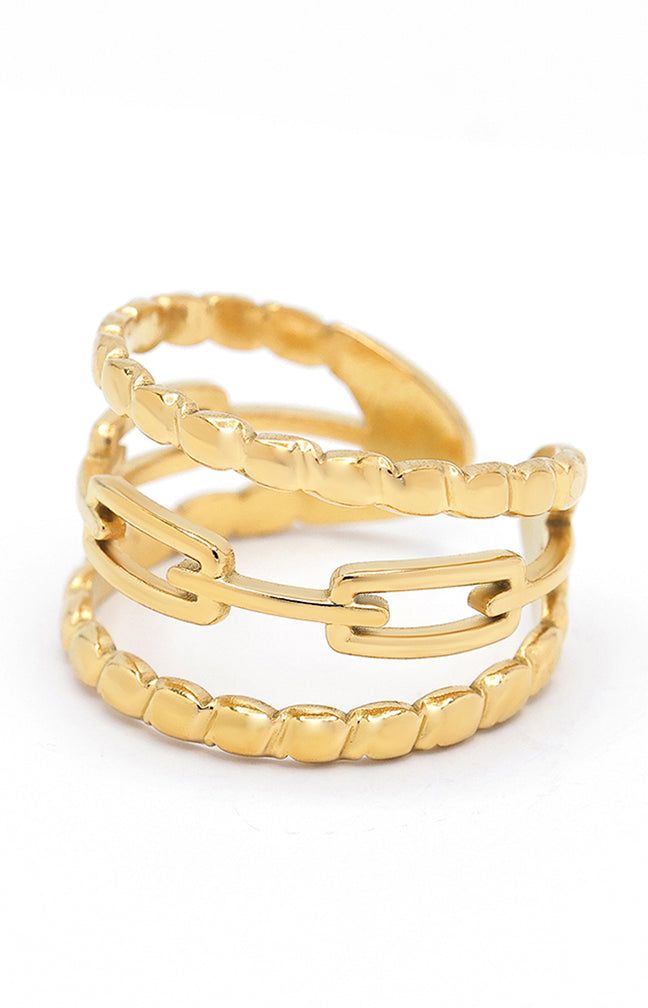 Bague ajustable Valérie - Acier inoxydable - Doré