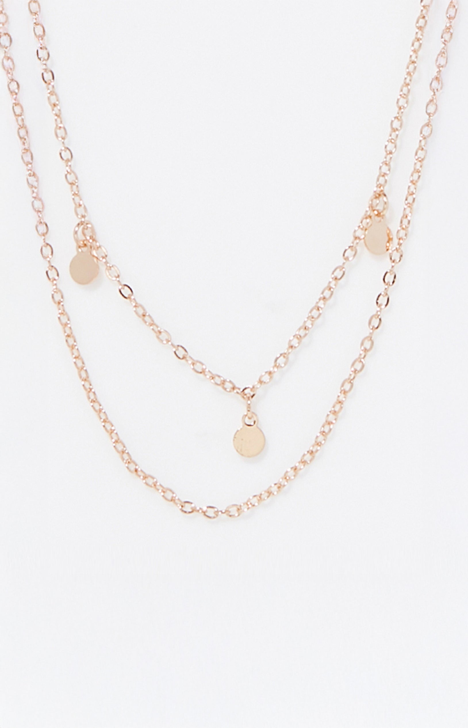 Collier Double Chaine Anastasia - Acier inoxydable - Doré