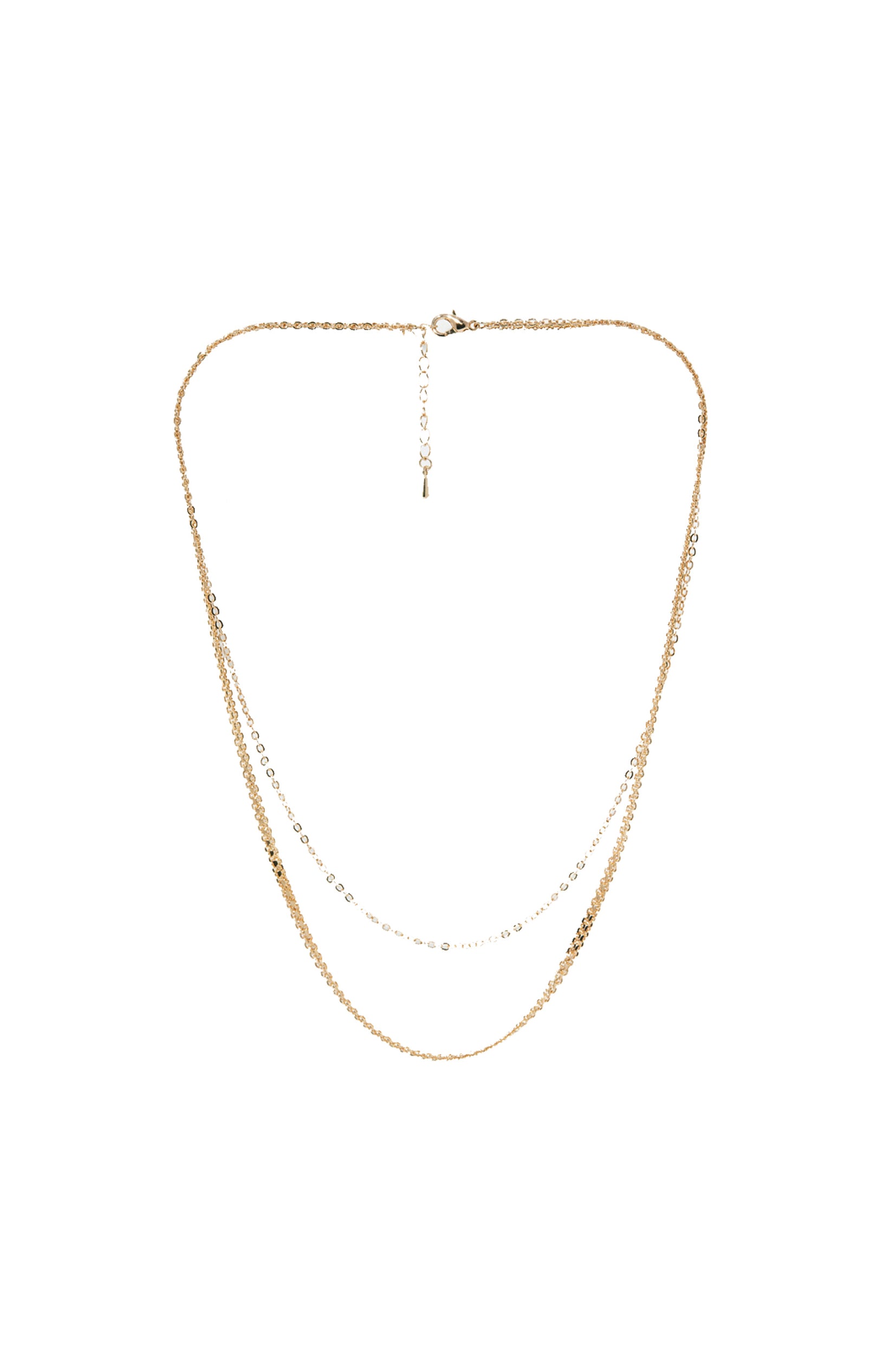Collier Double Chaîne Anissa - Acier inoxydable - Doré