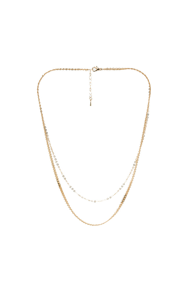 Collier Double Chaîne Anissa - Acier inoxydable - Doré