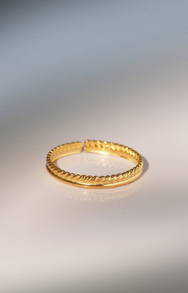 Bague ajustable Violaine - Acier inoxydable - Doré