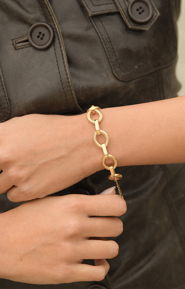 Bracelet  Laura rond - Acier inoxydable - Doré