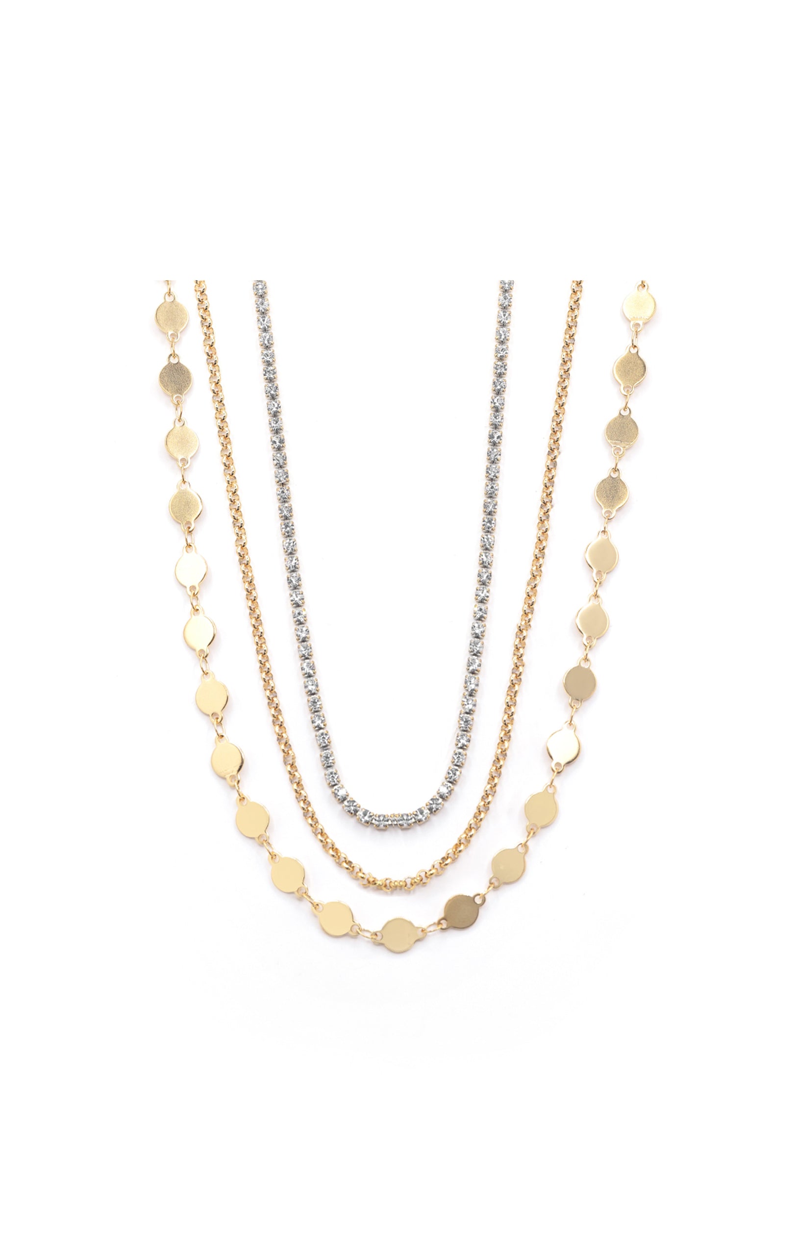 Collier Triple Rang Alphonsine - Acier inoxydable - Doré