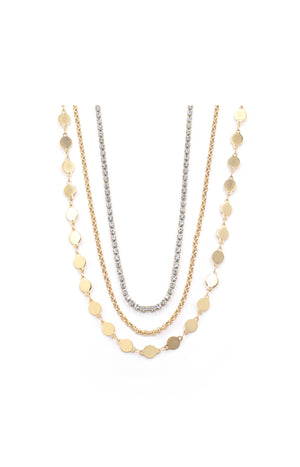 Collier Triple Rang Alphonsine - Acier inoxydable - Doré