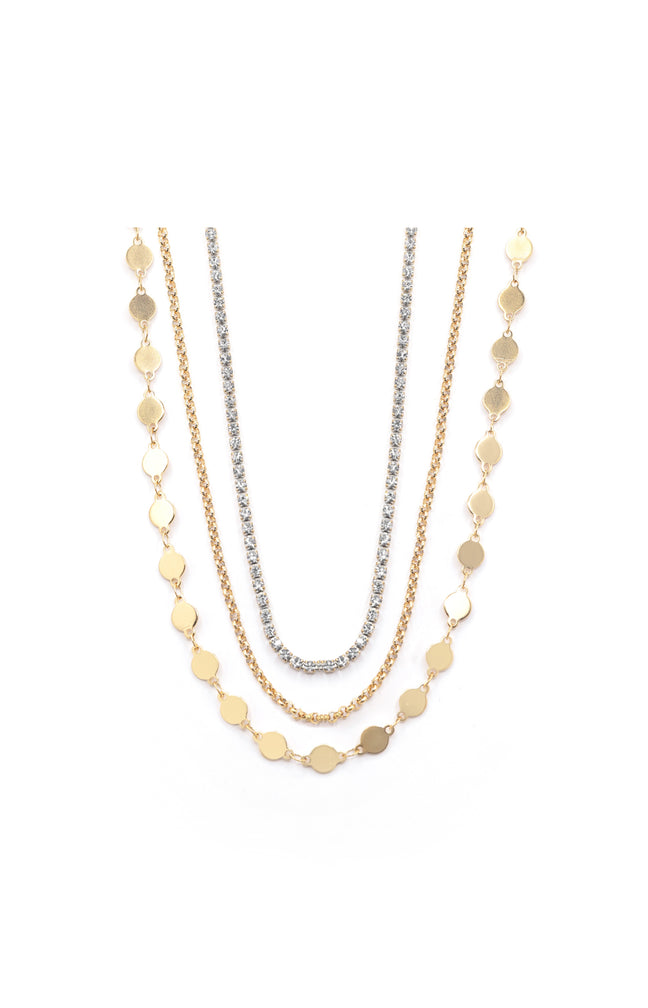 Collier Triple Rang Alphonsine - Acier inoxydable - Doré