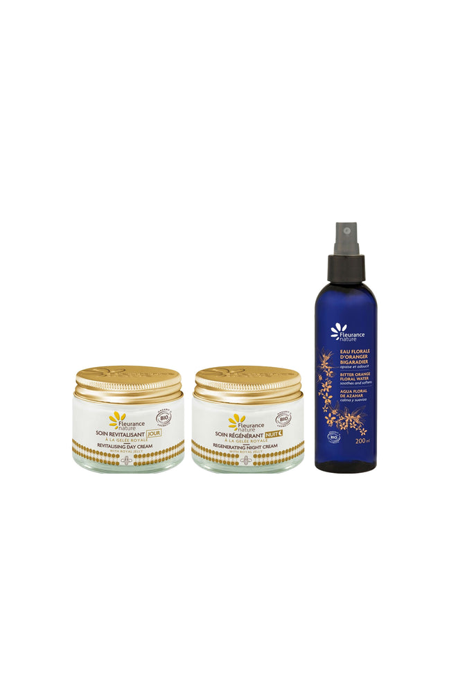 Eau florale apaisante & duo soins visage à la gelée royale - 3 produits