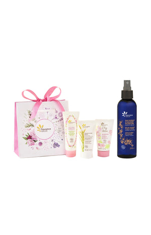 Eau florale apaisante & coffret trio de voyage (soins corps/ cheveux) - 4 produits