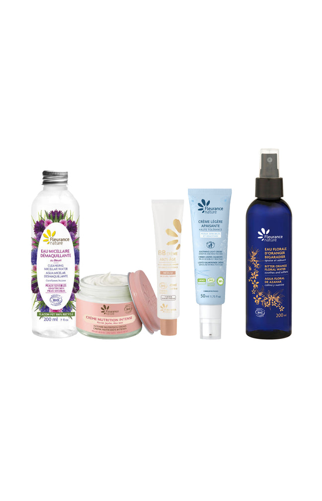 Eau florale apaisante & coffret soins visage - 4 produits