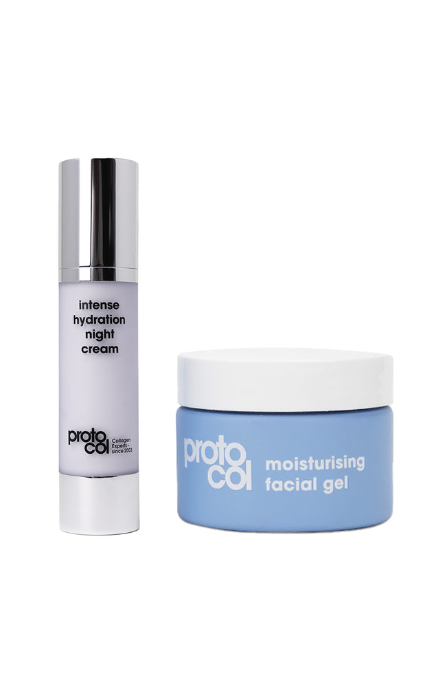 Crème de nuit & gel hydratant - Collagène & vitamines - Visage - 2 x 50 ml