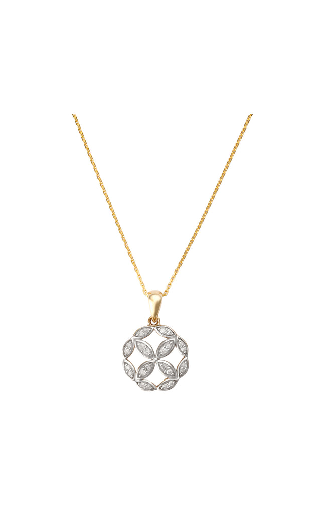 Pendentif Rose des Vents - Or jaune 375/1000 & diamant