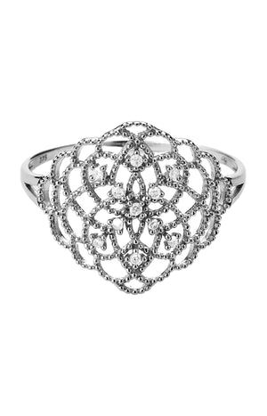 Bague Dentelle - Or blanc 375/1000 & diamant