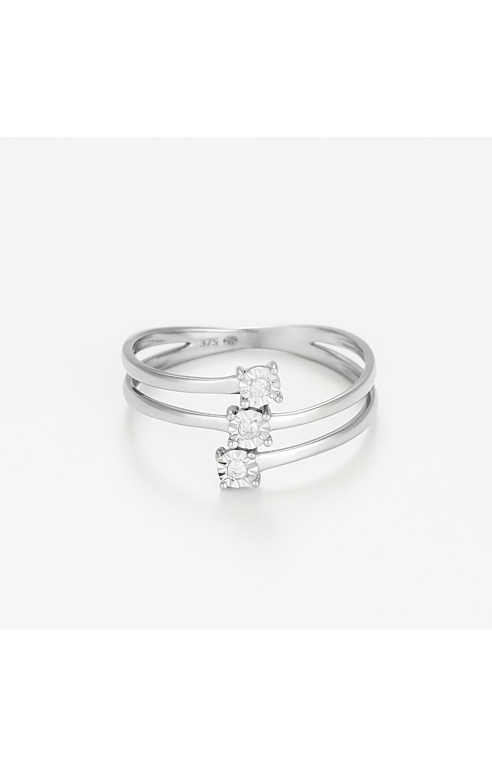 Bague Nous Trois - Or blanc 375/1000 & diamants