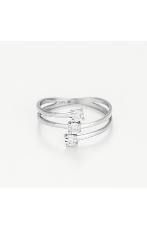 Bague Nous Trois - Or blanc 375/1000 & diamants
