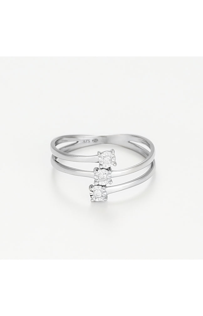 Bague Nous Trois - Or blanc 375/1000 & diamants